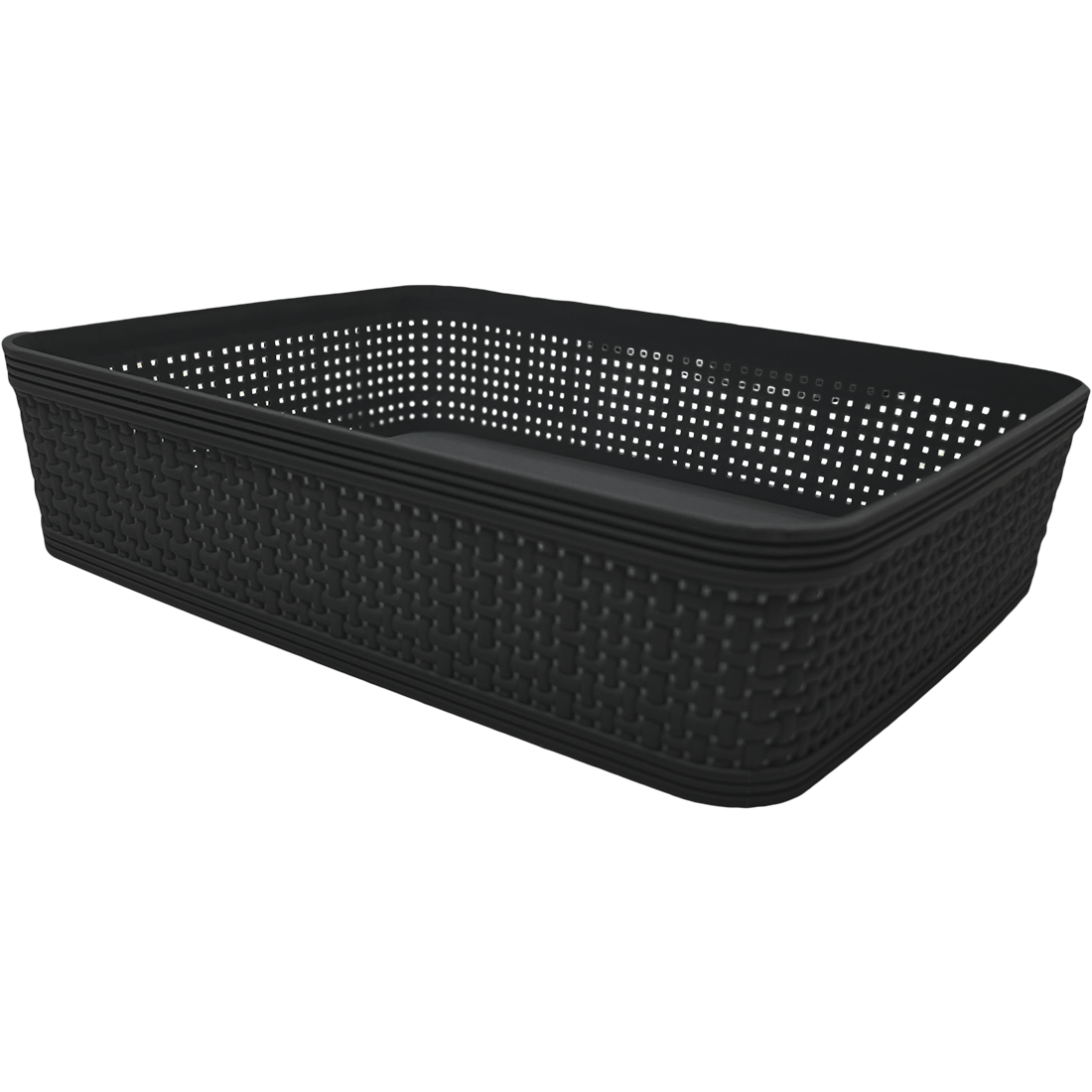 5 Pack Woven Plastic Storage Basket - Black