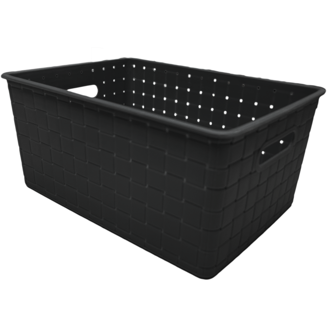 3 Pack Woven Plastic Storage Basket - Black Checkered
