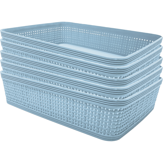 5 Pack Woven Plastic Storage Basket - Sky Blue