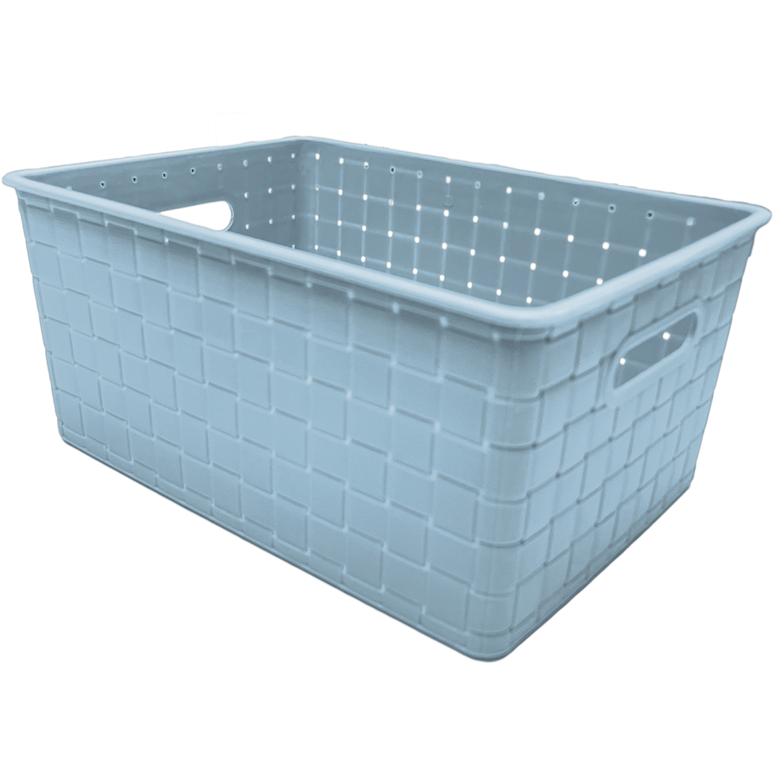 3 Pack Woven Plastic Storage Basket - Sky Blue Checkered