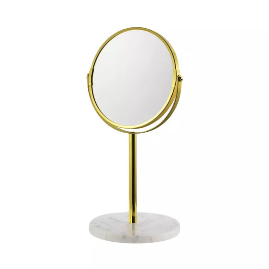 Vanity Mirror - Gold With Round Marble Bottom