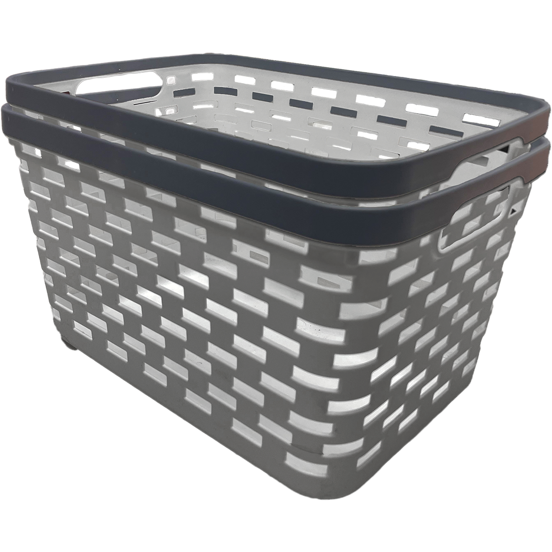 2 Pack Woven Plastic Storage Basket - Grey & Navy