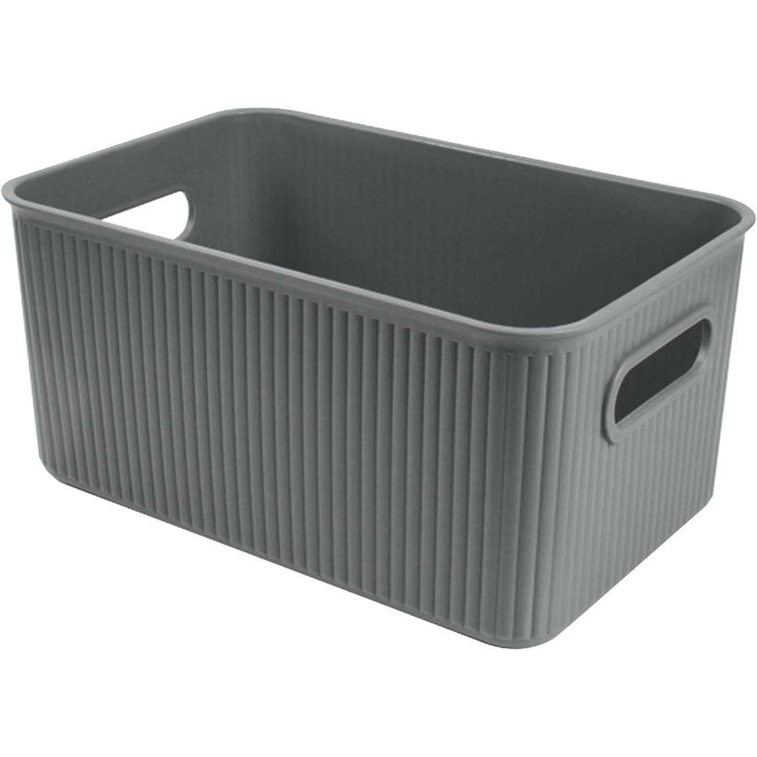 3 Pack Woven Plastic Storage Basket - Striped Grey