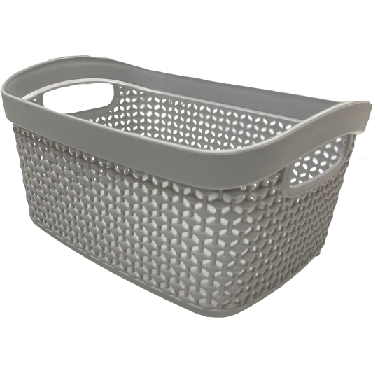 3 Pack Woven Plastic Storage Basket - Grey
