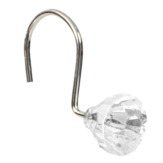 Modern Decor 12 Pack Shower Hooks Diamond Acrylic - CHROME
