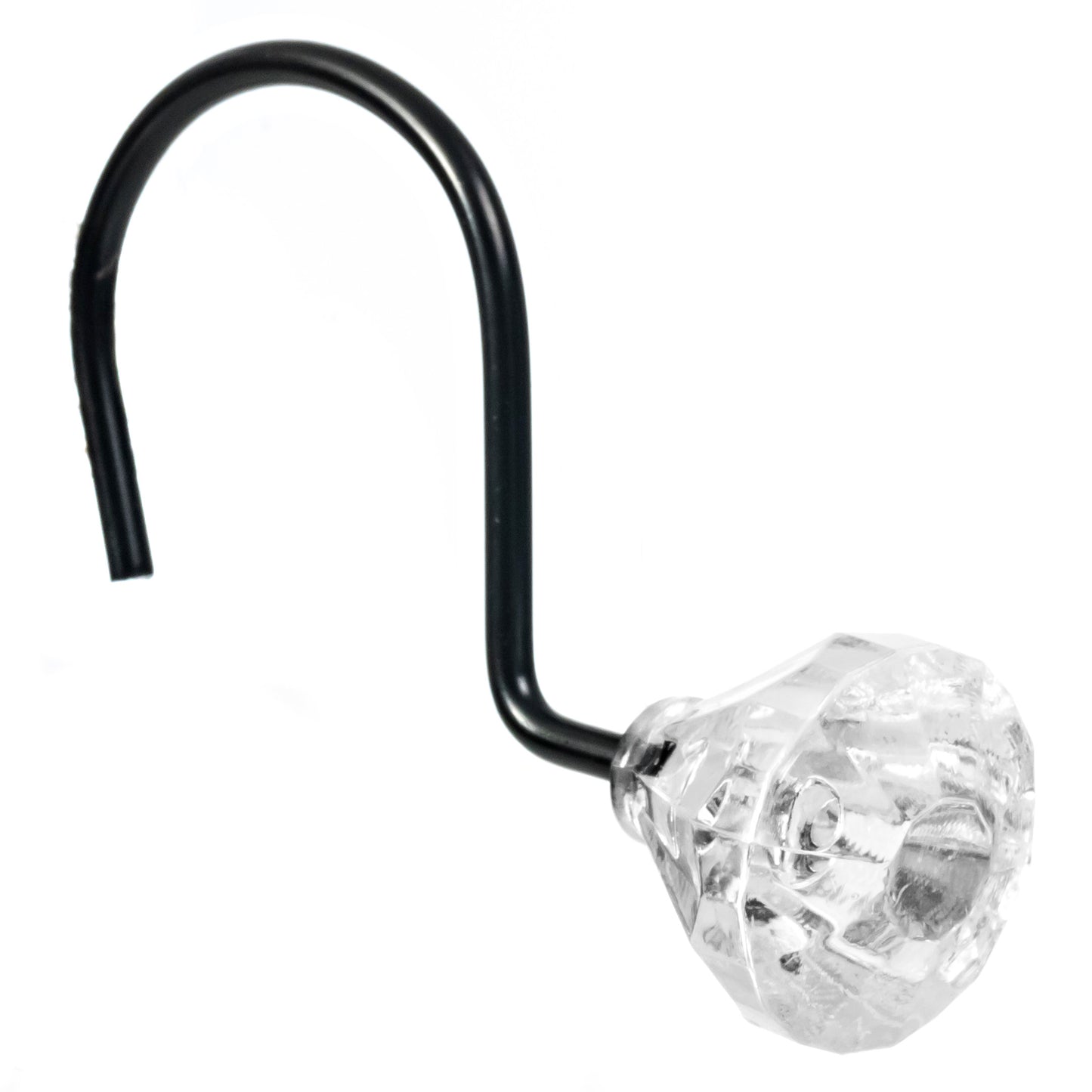 Modern Decor 12 Pack Shower Hooks Diamond Acrylic - BLACK