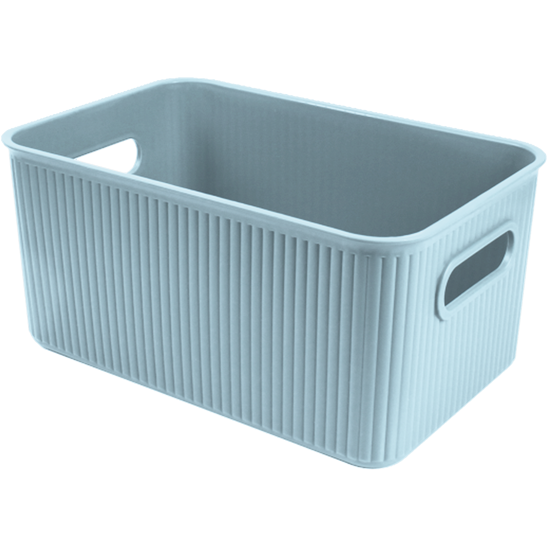 3 Pack Woven Plastic Storage Basket - Striped Sky Blue