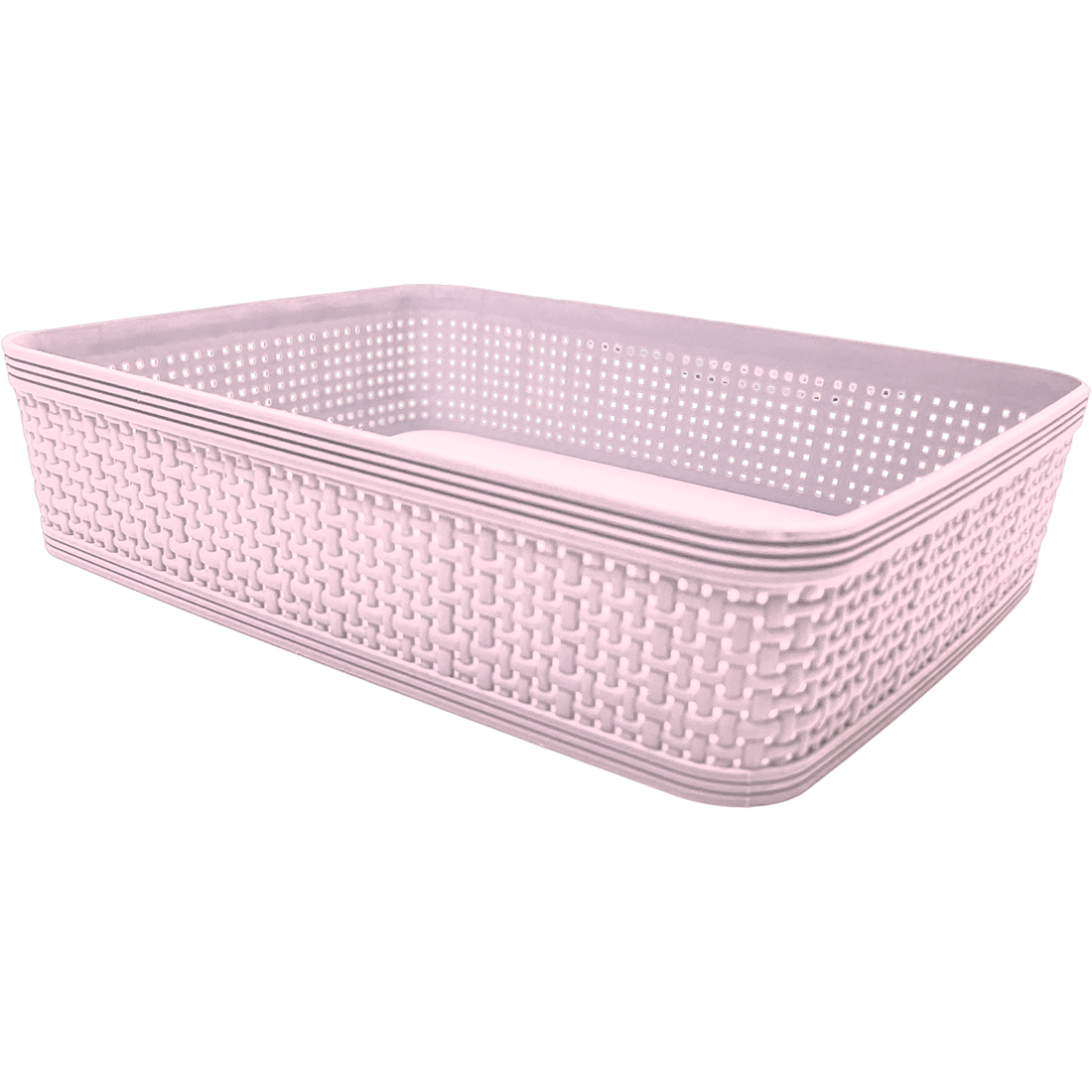 5 Pack Woven Plastic Storage Basket - Pink