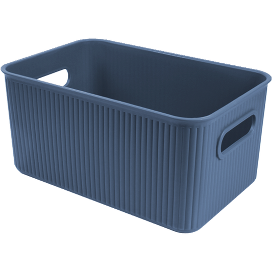 3 Pack Woven Plastic Storage Basket - Striped Navy