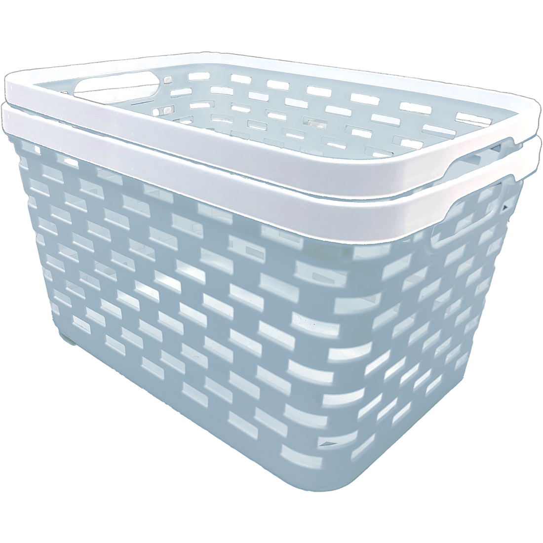 2 Pack Woven Plastic Storage Basket - Sky Blue & White