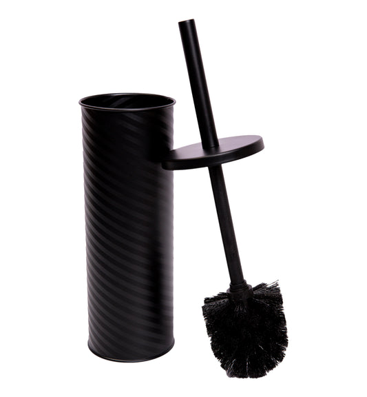 Toilet Brush Holders - Matte Black, Stripe Textured