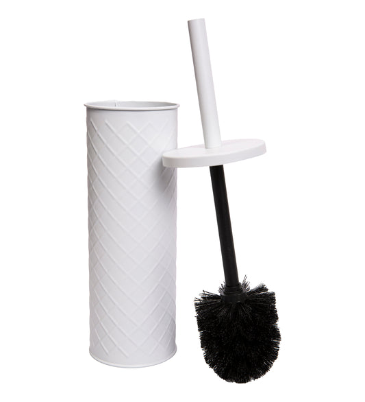 Toilet Brush Holders - Matte White, Diamond Textured