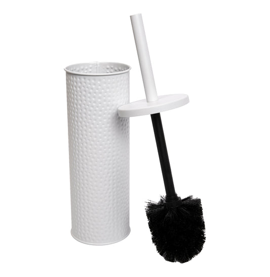 Toilet Brush Holders - Matte White, Hammered Textured