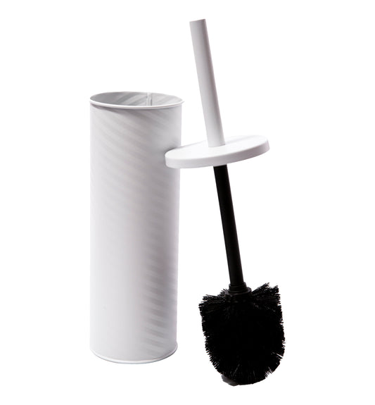 Toilet Brush Holders - Matte White, Stripe Textured