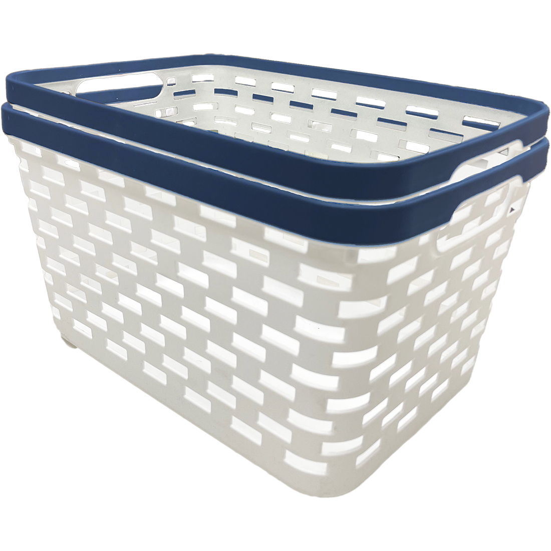 2 Pack Woven Plastic Storage Basket - White & Navy