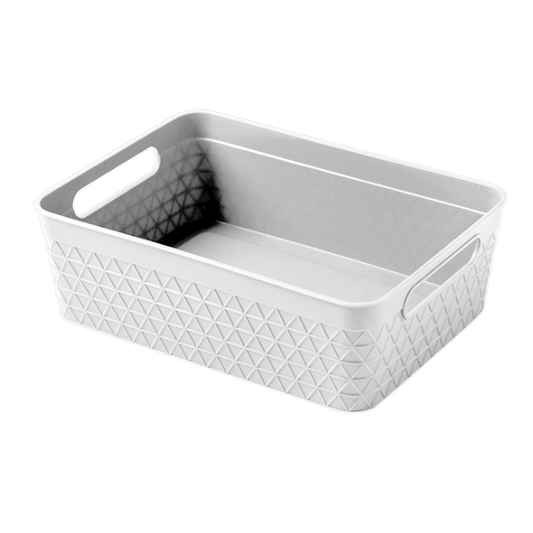 3 Pack Woven Plastic Storage Basket - White Diamonds