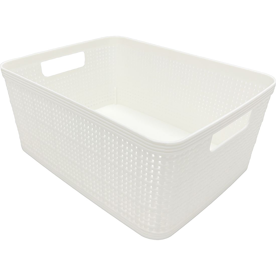 3 Pack Woven Plastic Storage Basket - White