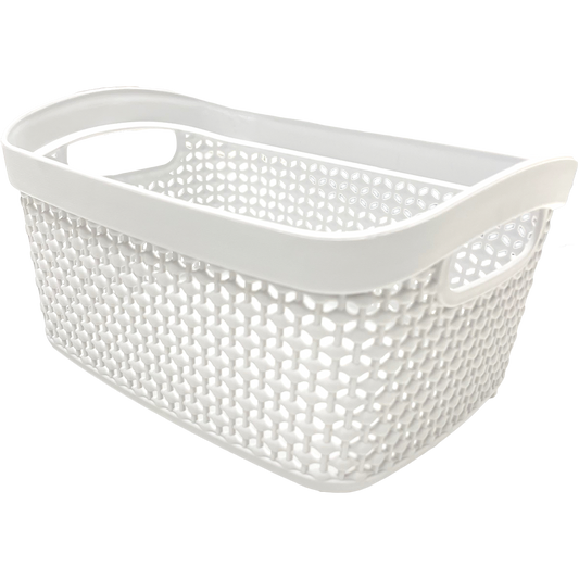 3 Pack Woven Plastic Storage Basket - White