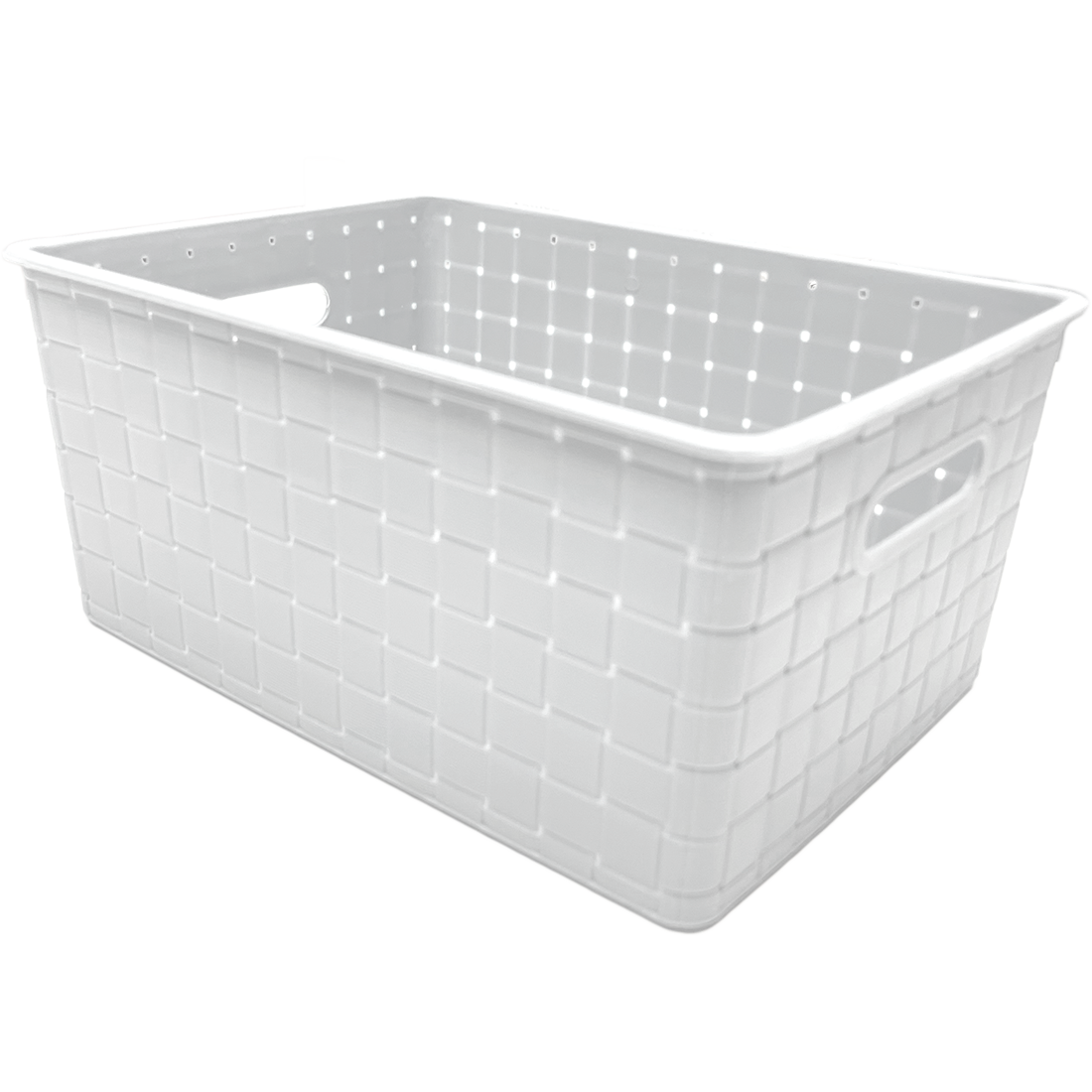 3 Pack Woven Plastic Storage Basket - White Checkered